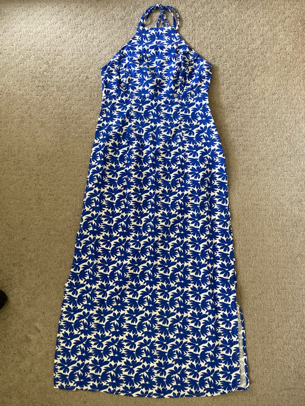 MNG blue floral midi dress, Sz 2.
